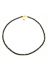 NASZYJNIK CZARNY TURMALIN OCHRONA 925