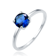 MINET Pierścien srebrny elegancki z niebieską cyrkonią wielkość 14 cyrkoniami wielkość 45