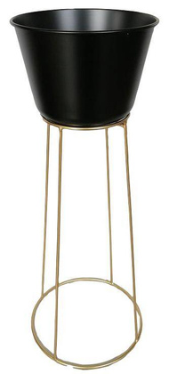 Kwietnik metalowy czarny na złotym stelażu wysoki