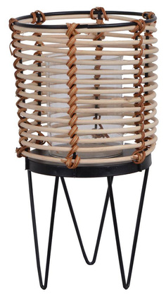 Świecznik rattanowy na metalowym stelażu duży