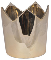 Doniczka korona ceramiczna złota duża