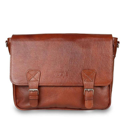 Skórzana listonoszka męska torba na ramię laptopa brązowa - Pavone Nero Lukka 2324 BR