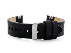 Pasek skórzany do zegarka W110 - czarny/białe - 20mm