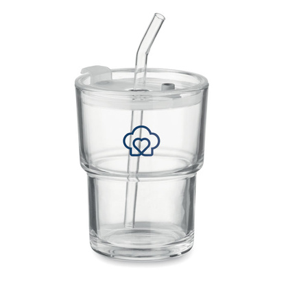 Szklany kubek ze słomką 400ml