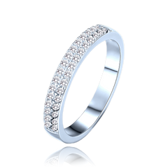 MINET Luksusowy pierścien srebrny z białymi cyrkoniami wielkość 15