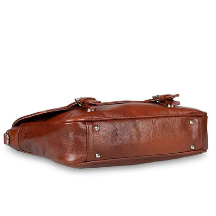 Skórzana listonoszka męska torba na ramię laptopa brązowa - Pavone Nero Lukka 2324 BR