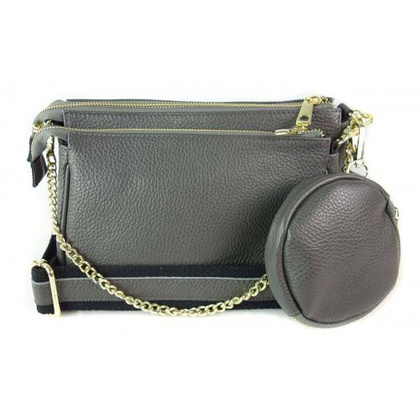 Listonoszka ,przewieszka 3w1 ,Vera Pelle ,złote okucia ,szeroki pasek , A5 Szara VP791G