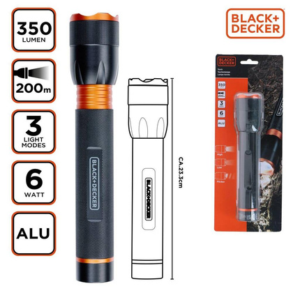 LATARKA TAKTYCZNA ALUMINIOWA 6W 350LUMENÓW BLACK + DECKER