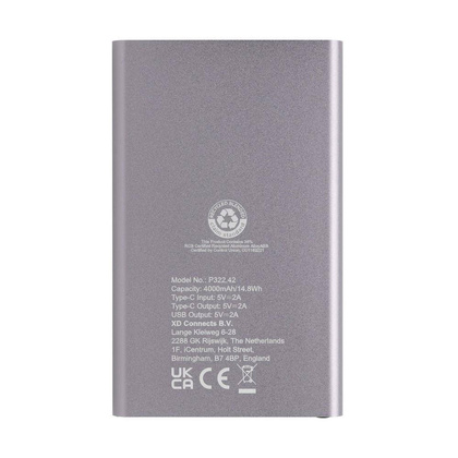 Power bank 4000 mAh z aluminium z recyklingu