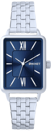 MINET Granatowy damski zegarek SIENA ze srebrna stalową bransoletką