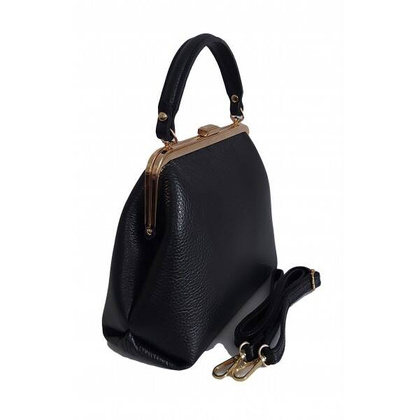 Włoska torebka biglówka kuferek Vera Pelle złote okucia skóra LKB21N