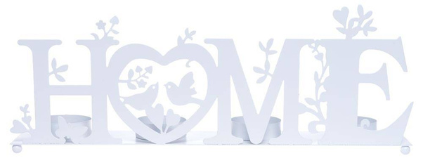 Metalowy świecznik "home" biały