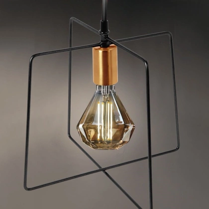 Lampa metalowa wisząca sufitowa czarna złota oprawka oprawa obudowa żarówki