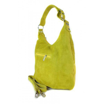 Klasyczny worek na ramię ,zamki suwaki XL A4  Shopper bag zamsz naturalny żółta  W345GL2