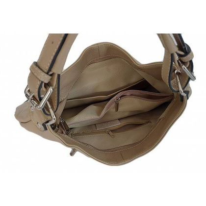 Skórzany Włoski worek ,torba na ramię Vera Pelle miękka ,pojemna Beżowa VORX12T