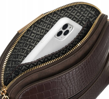 Listonoszka damska ze skory ekologicznej z tloczeniem na wzor skory krokodyla