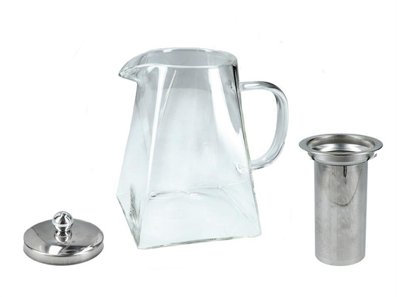 Czajnik szklany z zaparzaczem Srebrny
