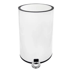 Kosz na odpady śmieci metalowy biały zamykany na pedał 6 l