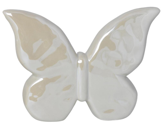 Motyl ceramiczny beżowy perłowy mały