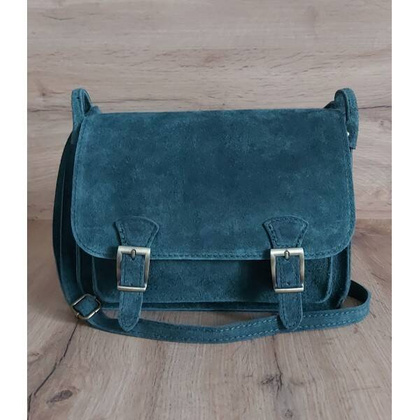 Zamszowa listonoszka ,chlebak  Vera Pelle ,pojemna przewieszka A5 Zielona  VPZ435V