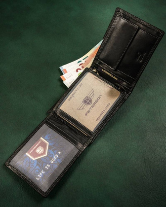 Klasyczny, skórzany portfel męski z systemem rfid