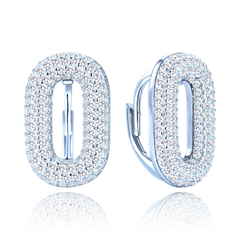 MINET Luksusowe kolczyki srebrne z białymi cyrkoniami