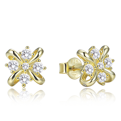 MINET Eleganckie pozłacane srebrne kolczyki z cyrkonią