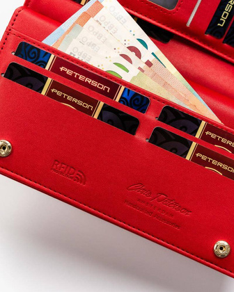 Duży portfel damski ze skóry ekologicznej z tłoczonym wzorem