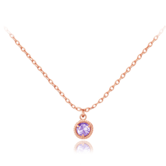 MINET Delikatny naszyjnik z różowego złota z fioletowym cyrkonem Au 585/1000 1,60g