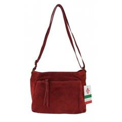 Duża zamszowa listonoszka A5 ,pojemna,dwie komory ,Włoska skórka czerwona VPA514R