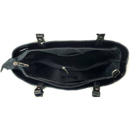 Torebka na ramię Vera Pelle ,Włoski skórzany kuferek format A4, Granatowa  KM446BS