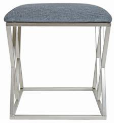 Puf metal z siedziskiem szary melanż ze srebrnymi nogami