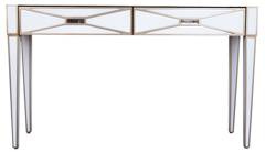 Konsola biała szklana duża 2 szuflady