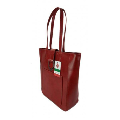 Duży shopper bag na ramię Vera Pelle , Włoska skórzana torba Czerwona  SBKB11R KEMER