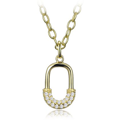 MINET Luksusowy pozłacany srebrny naszyjnik z cyrkonią