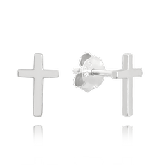 MINET Kolczyki srebrne małe KRZYŻE