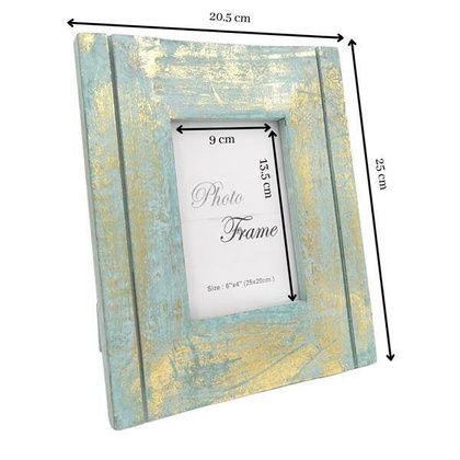 Drewniana ramka na zdjęcia "złoto i mięta" 30898 - format 15x10cm