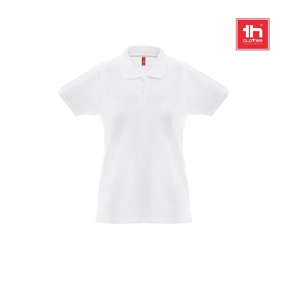 THC MONACO WOMEN WH. Damska koszulka polo z krótkim rękawem z bawełny zgrzebnej