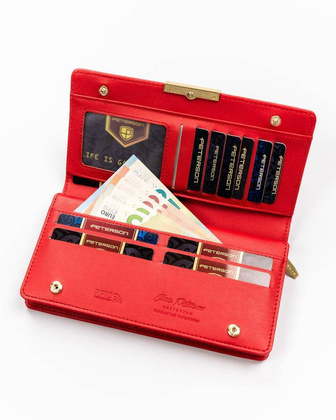 Duży portfel damski ze skóry ekologicznej z tłoczonym wzorem