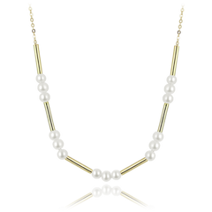 MINET Pozłacany srebrny naszyjnik z naturalnymi perłami