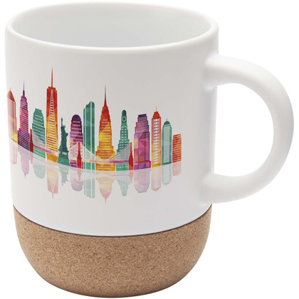 Billie kubek ceramiczny z nadrukiem sublimacyjnym o pojemności 300 ml z detalami z korka