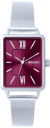 MINET Wino damski zegarek SIENA ze srebrnym stalowym paskiem
