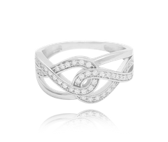 MINET Pierścien srebrny z białymi cyrkoniami wielkość 22