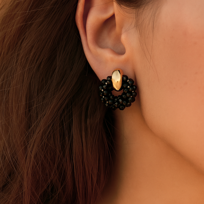 Kolczyki przy uchu ozdobne wianiuszki z koralikami K1716