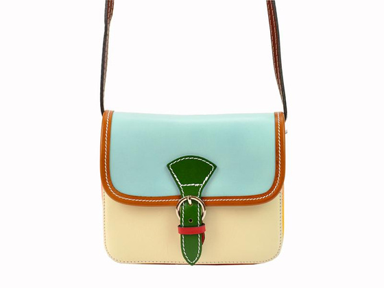 Torebka damska skórzana KEMER 112 pomarańczowy + granat