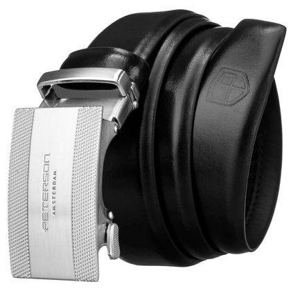 Elegancki pasek męski z klamrą automatyczną - Peterson PTN A007 BLACK 125