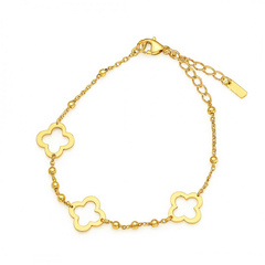 Bransoletka na rękę stal chirurgiczna pozłacana 14k złotem Koniczynki BST1556