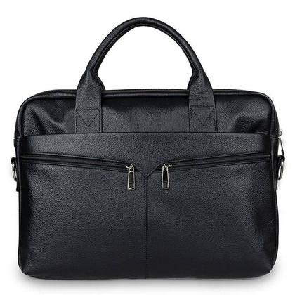 Skórzana torba męska na ramię laptopa 15,6" czarna - Pavone Nero Palermo 2492 BL