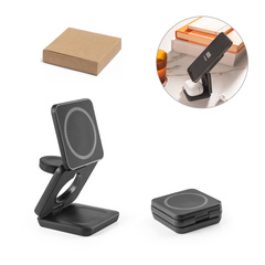 BROGLIE. Superszybka bezprzewodowa ładowarka magnetyczna 3 w 1 o mocy 15 W wykonana w ABS pochodzącego z recyklingu