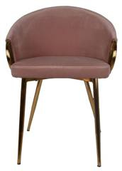 Krzesło welurowe różowe ze złotymi metalowymi nogami